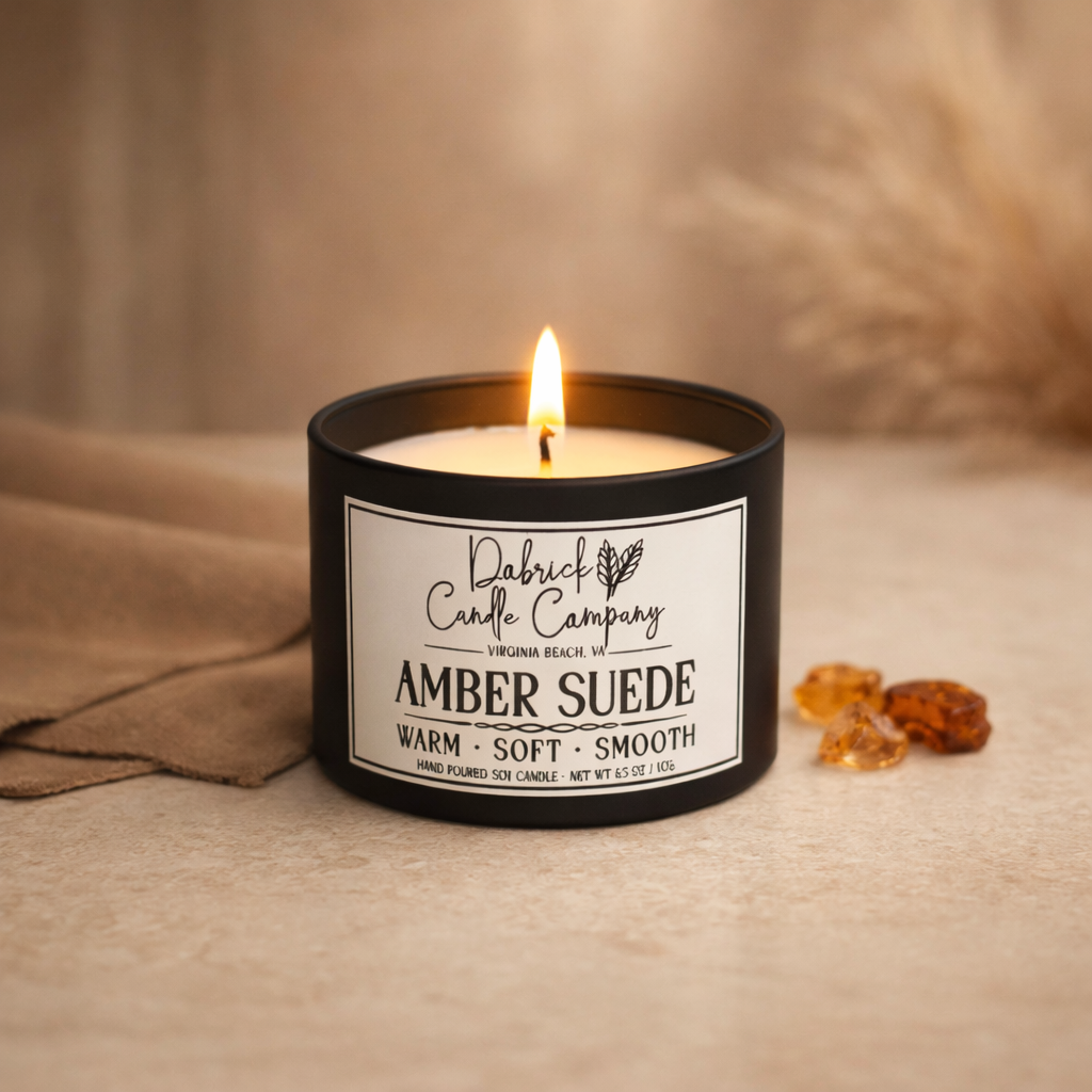Seasonal Soy Candle - 6.5oz | Amber Suede